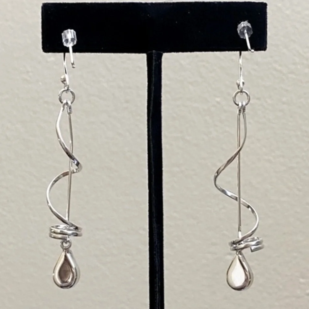 Seed & Sage Silver and Turquoise Spiral Drop Earrings. NWT